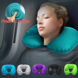 U Shape Air Inflatable Support Neck Pillow for Airplane Travel Sleep