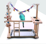 Parrot Playstand Bird Play Stand Cockatiel Playground Wood Perch Gym Playpen Ladder with Feeder Cups Toys (Include a Tray)