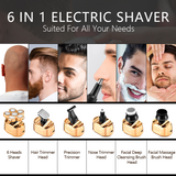 New Style 6 in 1 Rechargeable Electric Shaver 6 Floating Heads Blades Electric Shaver Grooming Kit Shaver For Men USB Charging