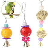 13pcs Bird Cage Toys Parrots Reliable &amp; Chewable - Swing Hanging Chewing Bite Bridge Wooden Beads Ball Bell Toys Random Color