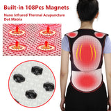 108pcs Magnets Therapy Tourmaline Self-heating Back Support Brace Belt Posture Corrector Spine Shoulder Lumbar Vest Pain Relief