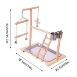 Wooden Bird Perch Stand Parrot Platform Playground Bird Playground Stand Gym Playstand Ladder Interactive Toys With Feeder Cups