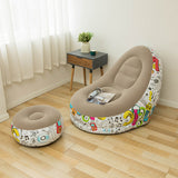 Inflatable Sofa Outdoor Inflatable Recliner Lazy Sofa With Footstool Graffiti Inflatable Sofa Camping  Portable Folding Chair