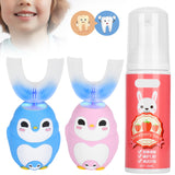 Silicone UShaped Head Smart Children Safe Low Amplitude High Frequency Motor Automatic Sonic Electronic Toothbrush Mousse 60ml