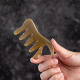 Natural Yak Horn Wide Tooth Comb Head Meridian Scalp Massage Comb Facial Eye Skin Care Acupuncture Gua Sha Spa Beauty Tool