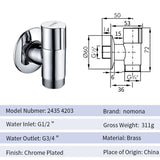 Dishwasher and Washing Machine Faucet for Wall Mounted Cold Water Short Bibcock with 3/4' Thread 4 Points in 6 Points Out