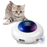 Automatic UFO Interactive Cat Toy for Indoor Rotating Feather Electronic Cat Toy Smart Auto Shut-Off Random Moving USB Charging