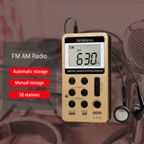 V112 Mini Handheld Radio Portable FM AM 2 Band Digital Pocket Radio Receiver Earphone Speaker For Walkman Go Hiking