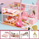 DIY Doll House Wooden Doll Houses Miniature Dollhouse Furniture Kit Toys Casa for Children Christmas Gift  L026