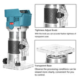 21V Cordless Electric Trimmer 6 Gears of Speeds Adjustable Wood Milling Trimming Engraving Slotting Machine Woodworking Router