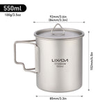 Lixada 450ml/550ml Titanium Water Cup with Lid Coffee Cup Mug Tea Cup Camping Mug for Camping Hiking Backpacking Picnic