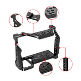 Aluminum Camera Cage for Sony A7S with Cold Shoe Mount Black Protective Full Formfitting Rig for A7S DSLR 1/4" 3/8" Screw Hole