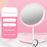 5 Times Magnifying Glass Multi Function Makeup Mirror LED Touch Luminous Makeup Table Mirror Portable LED Makeup Mirror