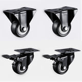 4pcs 1.5 inches 41mm Heavy Duty 180kg Black Swivel Castor Wheels Trolley Furniture Caster Rubber