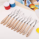 10Pcs Stainless Steel Spatula Palette Knife Painting Tools Metal Knives Wood Handle for Oil Paint Acrylic Canvas Art Tools