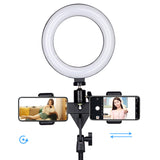 Ring fill light dual mobile phone live broadcast support desktop selfie LED anchor beauty fill light 360°rotate/move