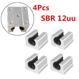 4Pcs 12Mm/0.47Inch SBR12UU Aluminum Open Linear Router Motion Bearing Solide Block Unit XYZ CNC SBR Series