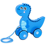 Baby Walker Toy Wooden Dragging Animal Cartoon Hand Pull Rope Car Learn To Walk Toddler Early Teaching Toy Child Gift Kid Toy
