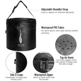 Foldable Fishing Bucket with Air Vents Portable Water Bucket with Adjustable Shoulder Strap for Camping Fishing Kayaking Boating