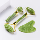 3 in 1 Facial Massage Roller Guasha Board Kit Double Heads Jade Stone Face Lift Skin Relaxation Slimming Gua Sha Beauty Tool