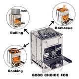 Ultralight Outdoor Burning Stove Oven Fold Barbecue Charcoal Grill Stove Shish Kabob Stainless Steel BBQ Patio Camping Picnic