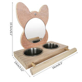 Parrot Mirror Toys for Cage Hanging Bird Feeder with Stainless Steel Food Water Bowl Feeding Cups with Perch Platform