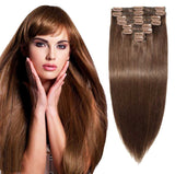 Human wig female long straight hair clip hair eight-piece set of human hair extension piece human hair
