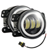1 Pair 4 Inch 30W 6000K Round Yellow Led Fog Lights White Halo Ring Off Road Fog Lamps For Jeep Wrangler JK TJ LJ Grand Cherokee