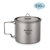Aomiun Ultralight Titanium Cup Camping Water Mug Outdoor Portable Camping Picnic Water Cup Mug with Foldable Handle
