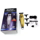 Kemei New All Metal Professional Hair Clipper Men USB Electric Cordless Hair Trimmer T-Blade carving Bald head Hair cut Machine