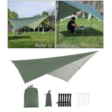 Waterproof Tent Tarp, Rain Fly Tent Tarp Light Ripstop PU2000mm Anti-UV Camping Travel Outdoor Shelter Awning Tarpaulin