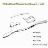 4Pcs Stainless Steel Scraping Massage Set Is Suitable for Legs, Arms, Head, Shoulders and Body Points