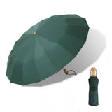Vintage Umbrella 16 Bone Light Aluminum Alloy Rainy Solid Folding Windproof Large Umbrella Men Rain Women Gift Parasol