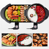 Electric Heating BBQ Household Grill Disconnected Two flavor Hot Pot Smokeless Barbecue Machine Electric Oven Cabob Machine