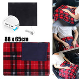 Portable Usb Multifunctional Electric Heating Blanket Red Lattice Car Office Mat Pad Heater Polyester Fabric