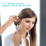2 in 1 Otoscope Eyes Diagnostic Tool LED Light 4mm Replaceable Ear Tips Handheld Optical Otoscope Ear Diagnostic Supplies