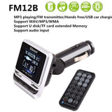 FM12B 1.44 Inch LCD Bluetooth Car MP3 Player Handsfree Wireless FM Transmitter Radio Adapter USB Car Charger Remote Control