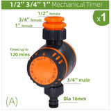 1-4 Way Mechanical Watering Timer 1/4'' 3/8'' 1/2" 3/4" Hose Quick Connector 120 Minutes Manual Controller Irrigation Supplies