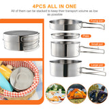 Outdoor Stainless-Steel Camping Cookware Set Camping Bowl Outdoor Bowl Pot Set Hiking Backpacking Cooking Picnic
