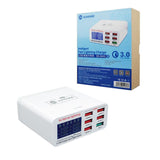USB Desktop Charger QC3.0 6-Port USB Charging Station Multi Ports Desktop Charger Hubs Used for Smartphone/Tablets