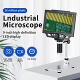 Digital Microscope 12 Megapixel 1-1600X Continuous Magnification Microscope 9-inch LCD Photo Video Playback Mode 16 Languages