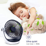 Desk Fan Small Table Fan With Strong Airflow Ultra Quiet Portable Fan Speed Adjustable Head 360Rotatable Mini Personal Fan For