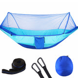 Outdoor Large Camping Hammock with Mosquito Net 2 Person Pop-up Parachute Lightweight Hanging Hammocks Tree Straps Swing Hammock