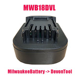 MWB18DVL Adapter Converter Can Use Milwauke 18V Li-Ion Battery M18 On Devon Electric Power Tools