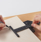 Gauging Tools Multifunctional Woodworking T Shape Ruler Carpenter Measuring Marking Tool 232x100mm Aluminum Alloy Black