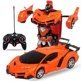 QWZ New Led Light Rc Car Transformation Robot Car 1:18 Deformation RC Car Toy Electric Deformation Models Toy For Boy Girls Gift