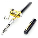 Portable Pocket Telescopic Mini Fishing Rod Pole Pen Shape Folded Fishing Rod With Reel Wheel For Outdoor River Lake Fishing