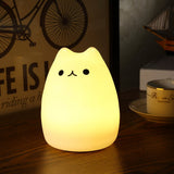 Cute Silicone LED Night Lamp USB Rechargeable Children Night Light 7-Color Breathing Modes Touch Sensor Control Night Lamp