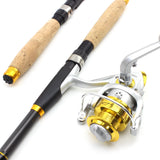 2.1M Fishing rod with reel Carbon Telescopic Fishing Rod Portable Spinning Rod and Reels Multifunction set Travel trout rods