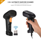 2-in-1 2.4G Wireless Barcode Scanner &amp; USB Wired Barcode Scanner Handheld 1D Bar Code Scanner Reader for Computer Laptop